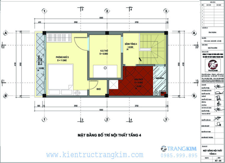 mặt bằng thiết kế tầng 4