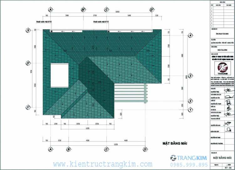 Mặt bằng thiết kế mái