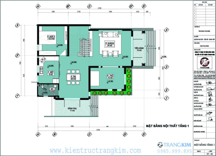 Mặt bằng thiết kế tầng 1
