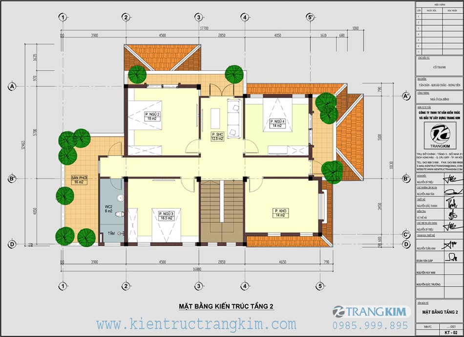 Mặt bằng kiến trúc tầng 2 1 Mặt bằng thiết kế tầng 2