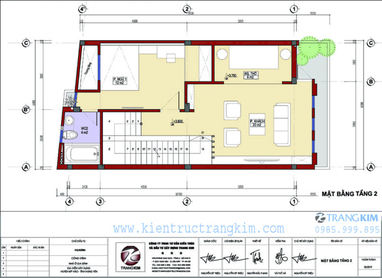 Mặt bằng thiết kế tầng 2 1 Mặt bằng thiết kế tầng 2