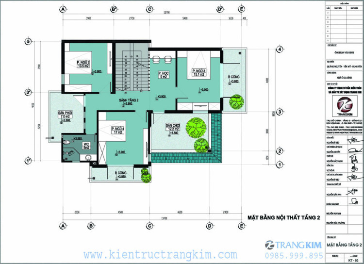 Mặt bằng thiết kế tầng 2
