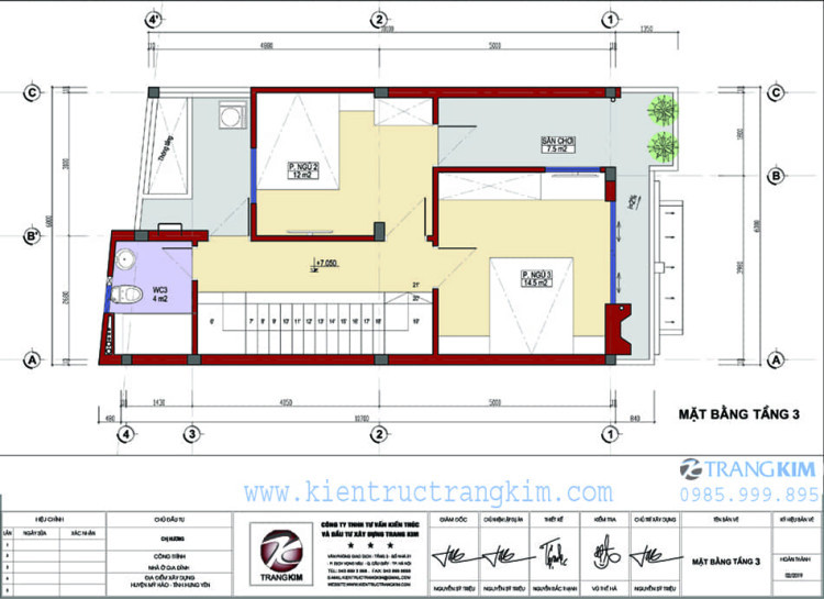 Mặt bằng thiết kế tầng 3 1 Mặt bằng thiết kế tầng 3