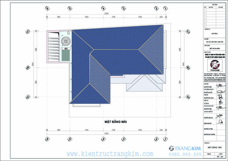 Mặt bằng thiết kế tầng mái