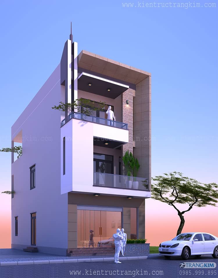 Hình ảnh căn nhà ống sau khi lên phối cảnh kiến trúc 1 Hình ảnh phối cảnh nhà ống tại Hải Dương