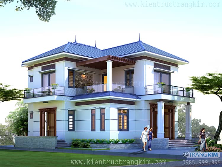 Biệt thự 2 tầng 4 phòng ngủ mái nhật tiện nghi, hiện đại