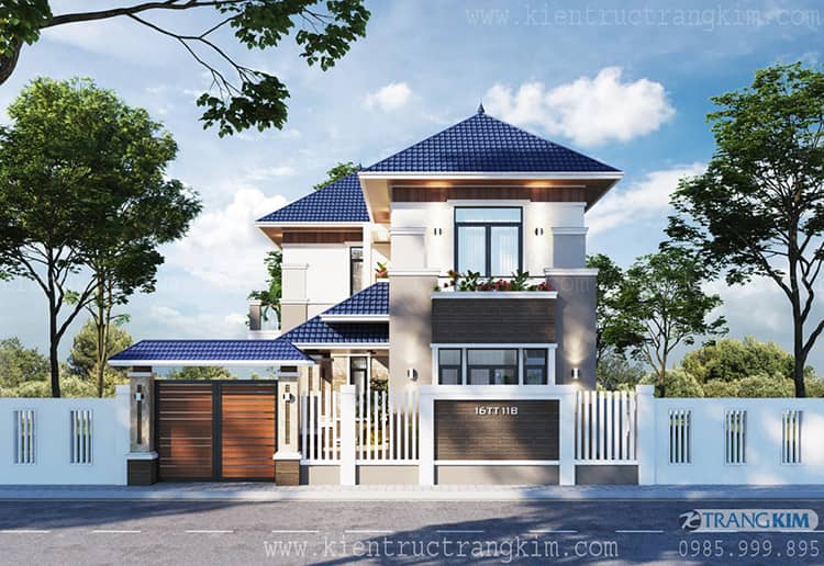 thiết kế biệt thự 2 tầng mái nhật hiện đại tại vân trì, hưng yên