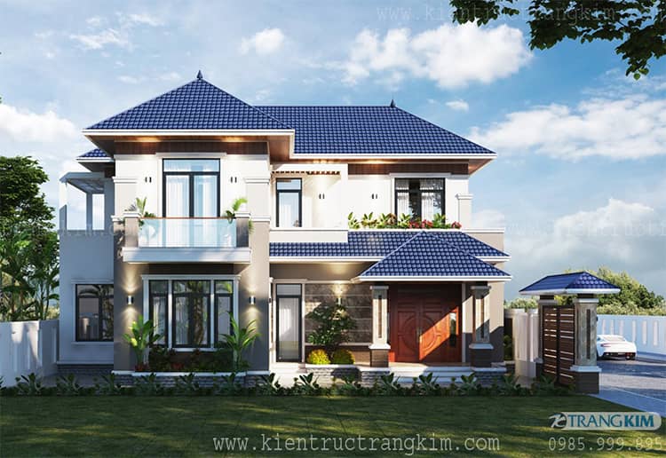 thiết kế biệt thự 2 tầng mái nhật hiện đại tại vân trì, hưng yên