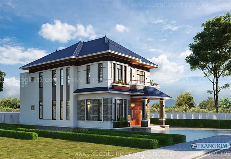 Hình ảnh phối cảnh thiết kế kiến trúc biệt thự 2 tầng mái Nhật tại Khoái Châu 2 Phối cảnh kiến trúc biệt thự 2 tầng mái nhật hiện đại
