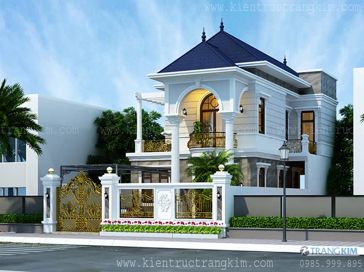 Hình ảnh phối cảnh kiến trúc biệt thự tân cổ điển 2 tầng 2 biệt thự 2 tầng tân cổ điển đẹp, sang trọng