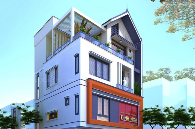 Thiết kế nhà mặt tiền 10m vừa ở vừa kinh doan