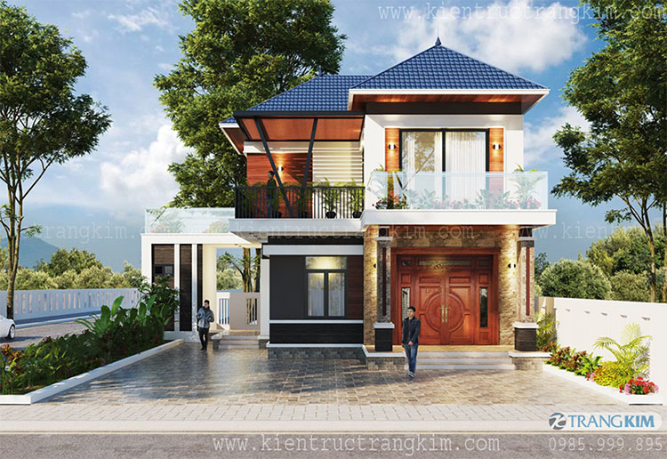 Thiết kế biệt thự 2 tầng mái nhật hiện đại