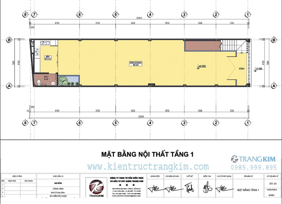 Mặt bằng nội thất tầng 1