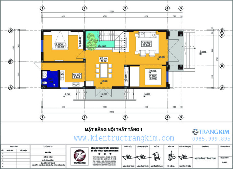 mặt bằng thiết kế tầng 1