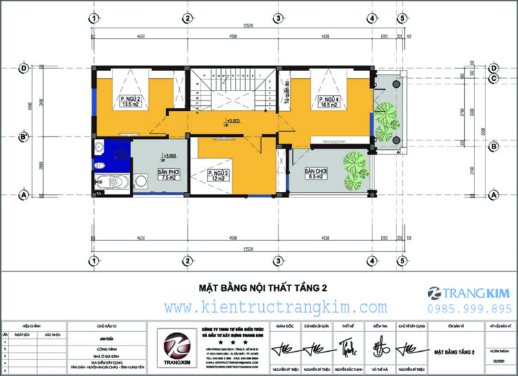 mặt bằng thiết kế tầng 2