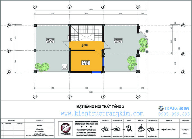 mặt bằng thiết kế tầng 3