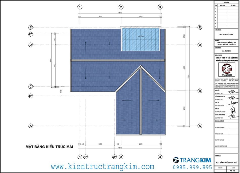 Mặt bằng thiết kế mái