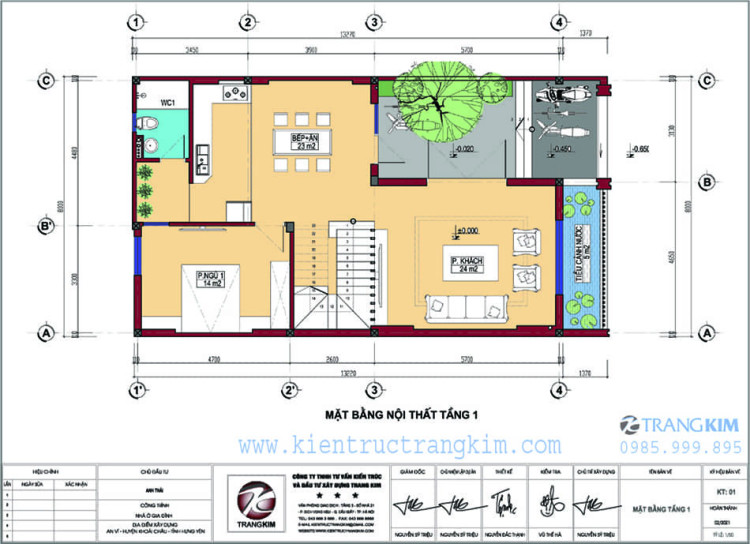 Mặt bằng thiết kế tầng 1