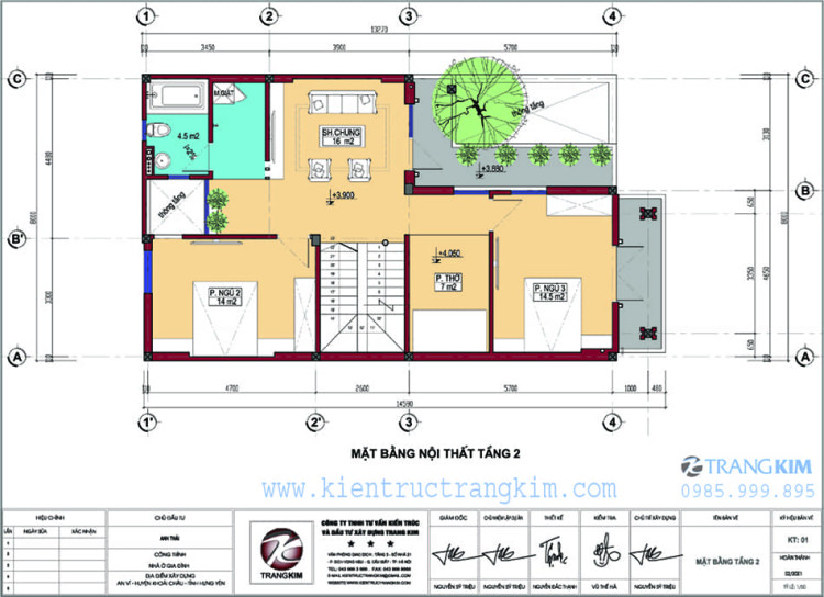 Mặt bằng thiết kế tầng 2