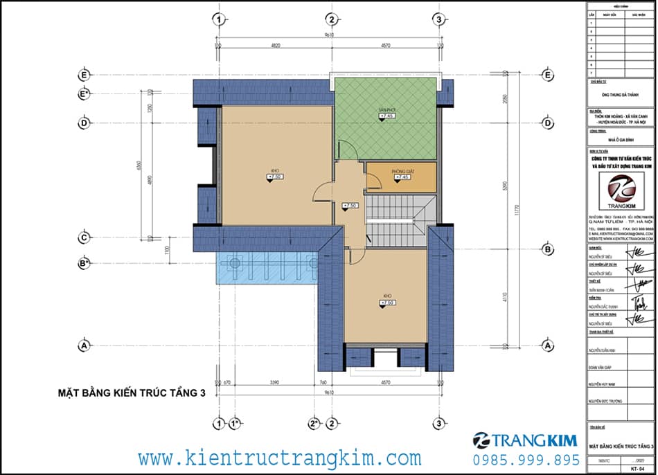 mặt bằng tầng tum biệt thự 