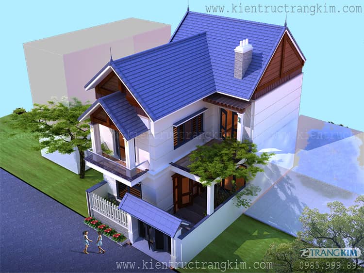 Biệt thự 2 tầng 3 phòng ngủ mái thái hiện đại 