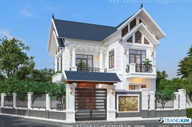 Phối cảnh kiến trúc biệt thự mái Thái 2 tầng 1 tum