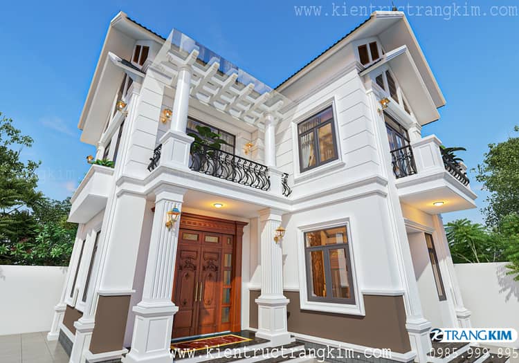 Phối cảnh kiến trúc biệt thự mái Thái 2 tầng 1 tum