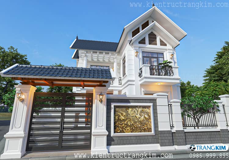 Phối cảnh kiến trúc biệt thự mái Thái 2 tầng 1 tum