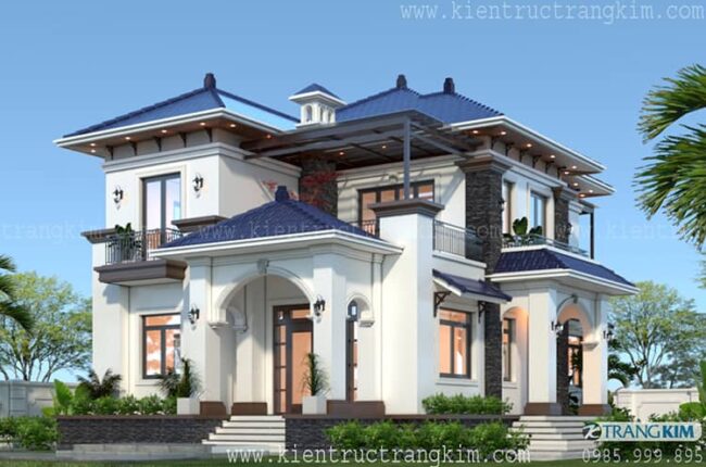 Thiết kế biệt thự 2 tầng 4 phòng ngủ mái Nhật tiện nghi, hiện đại