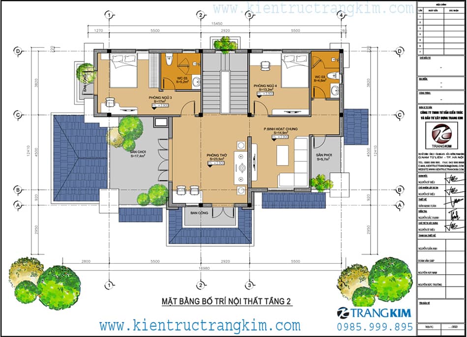 Thiết kế bản vẽ mặt bằng biệt thự 2 tầng 5 phòng ngủ mái thái tân cổ điển ở  Hưng Yên BT68415