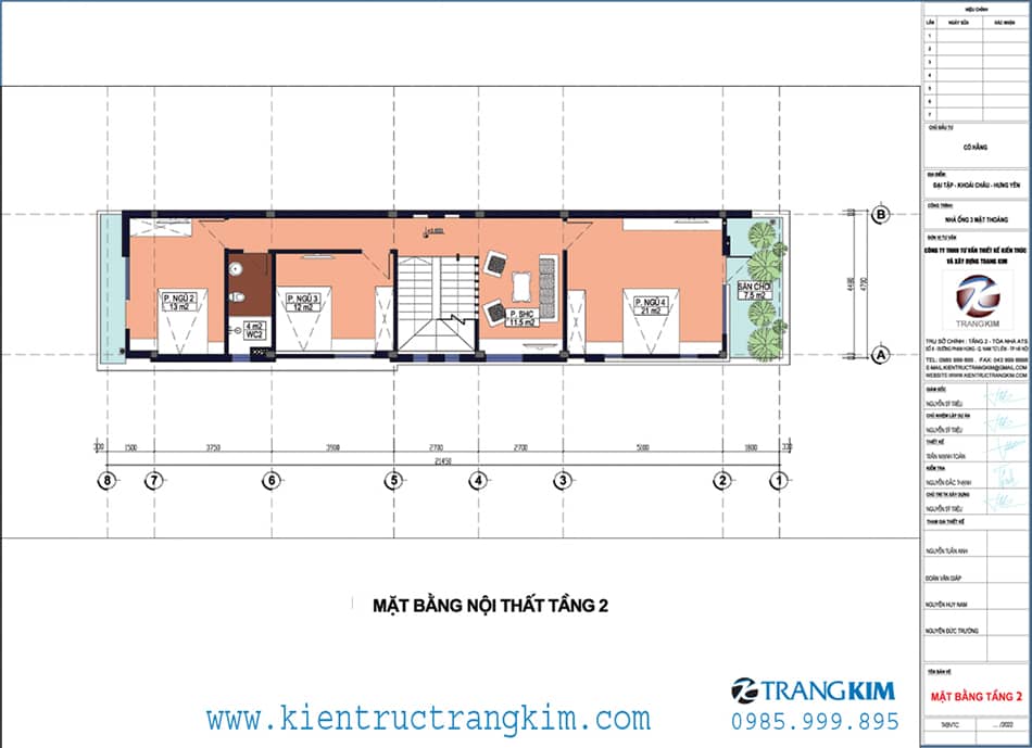 Mặt bằng thiết kế tầng 2 1 Mặt bằng thiết kế tầng 2