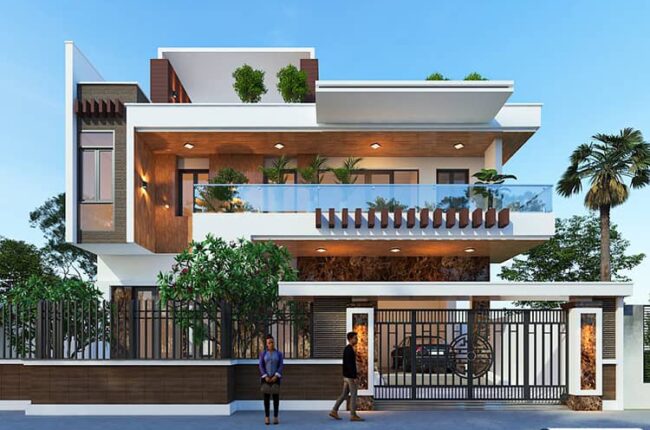 biệt thự hiện đại 3 tầng 6 phòng ngủ