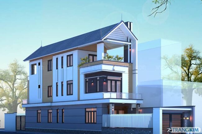 nhà ống 3 tầng 5 phòng ngủ mái thái diện tích 4.7m x34m