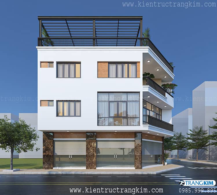 Thiết kế biệt thự 3 tầng mái bằng lô góc 3 biệt thự lô góc mái bằng hiện đại tại Hà Nội