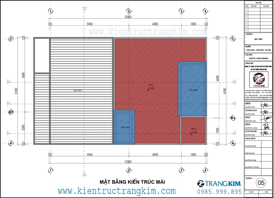 Mặt bằng thiết kế mái 1 Mặt bằng kiến trúc mái