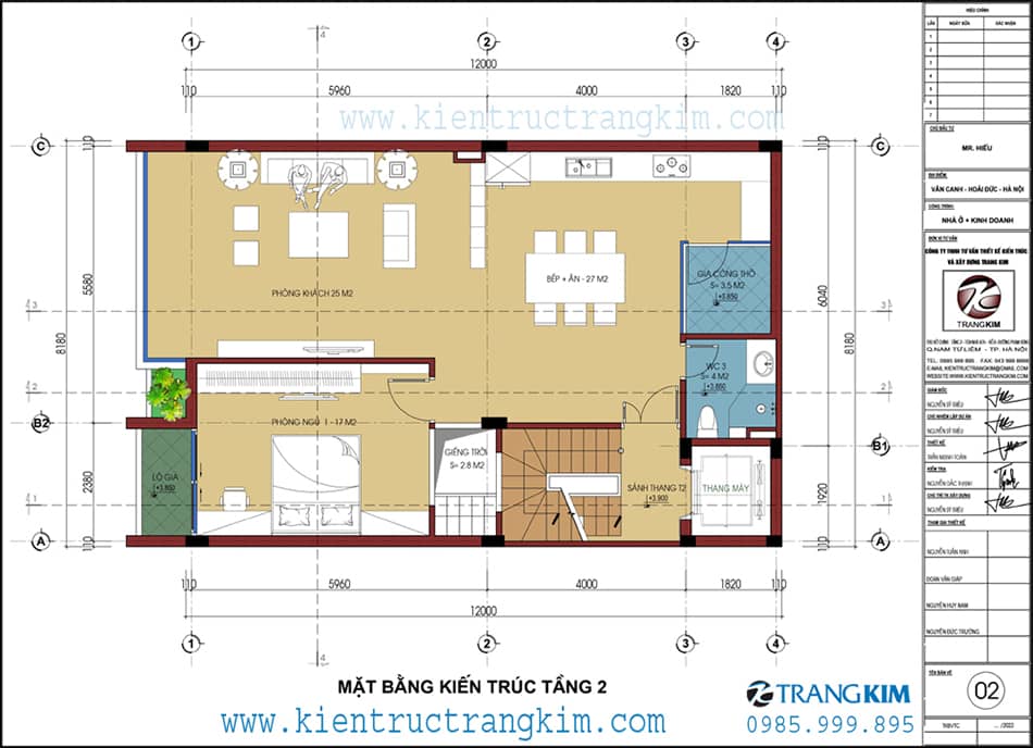Mặt bằng thiết kế tầng 2 1 Mặt bằng kiến trúc tầng 2