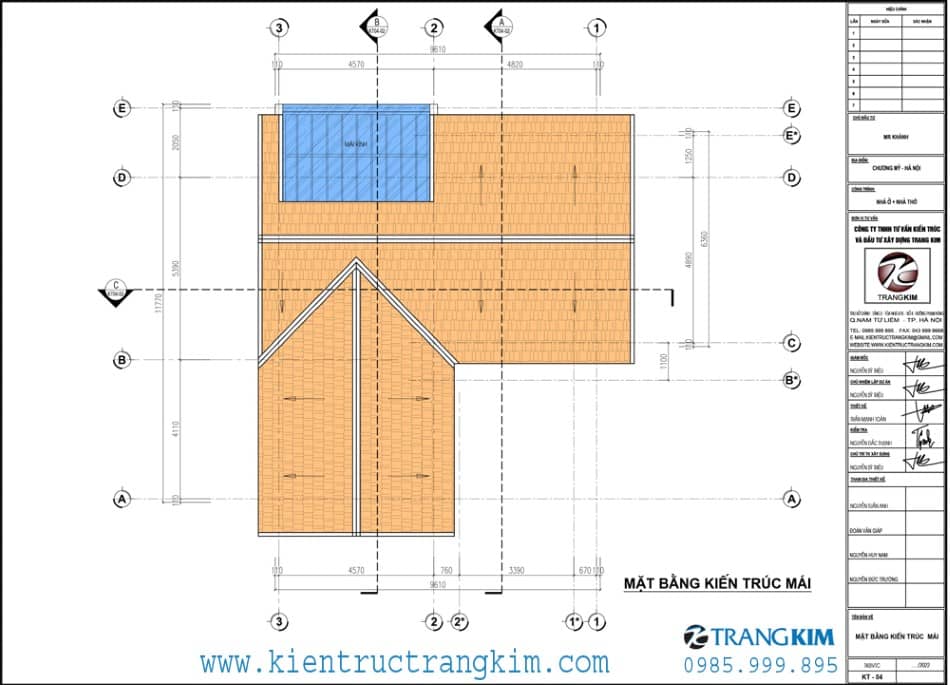 Mặt bằng thiết kế mái 1 Mặt bằng mái