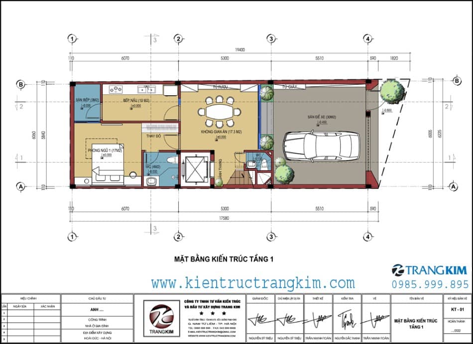 mặt bằng thiết kế tầng 1