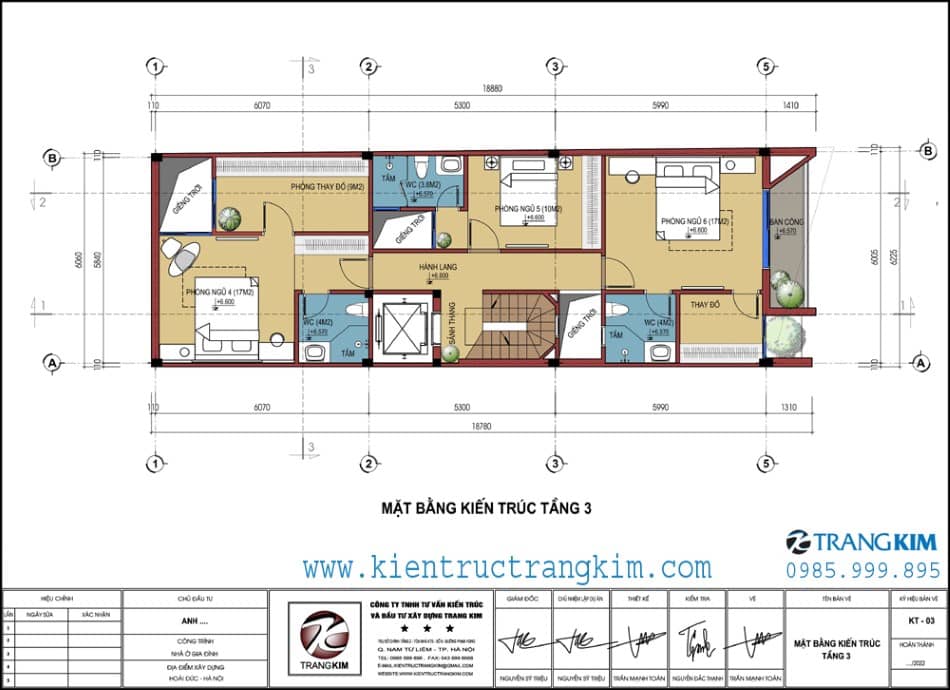 mặt bằng thiết kế tầng 3