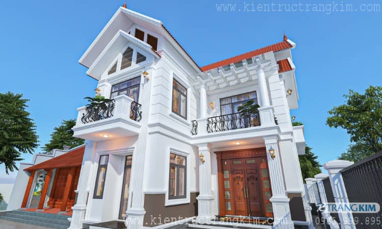 Hình ảnh phối cảnh biệt thự kết hợp nhà thờ truyền thống 2 Thiết kế biệt thự 2 tầng 4 phòng ngủ kết hợp nhà thờ truyền thống
