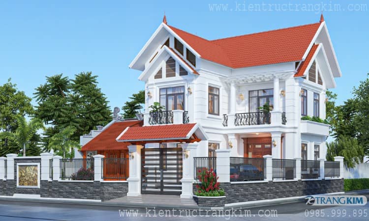Hình ảnh phối cảnh biệt thự kết hợp nhà thờ truyền thống 3 Thiết kế biệt thự 2 tầng 4 phòng ngủ kết hợp nhà thờ truyền thống