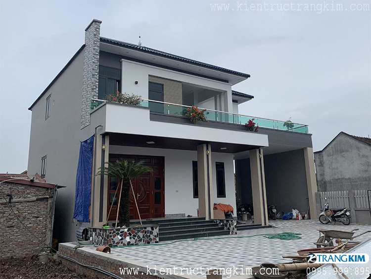 Hình ảnh phối cảnh kiến trúc nhà biệt thự 9 Hình ảnh kiến trúc biệt thự 2 tầng mái Nhật đang thi công