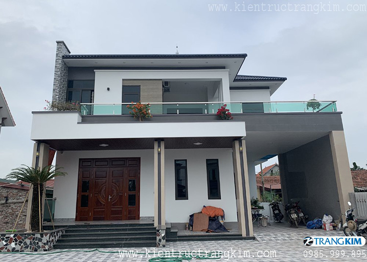 Hình ảnh phối cảnh kiến trúc nhà biệt thự 10 Hình ảnh kiến trúc biệt thự 2 tầng mái Nhật đang thi công