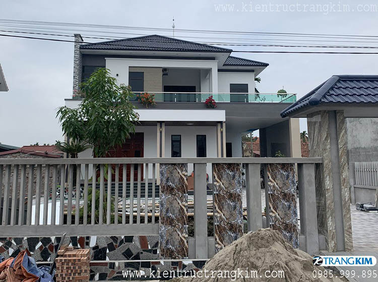 Hình ảnh phối cảnh kiến trúc nhà biệt thự 11 Hình ảnh kiến trúc biệt thự 2 tầng mái Nhật đang thi công