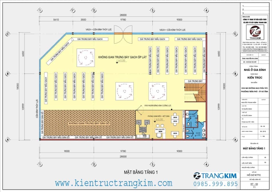 Mặt bằng kiến trúc tầng 1