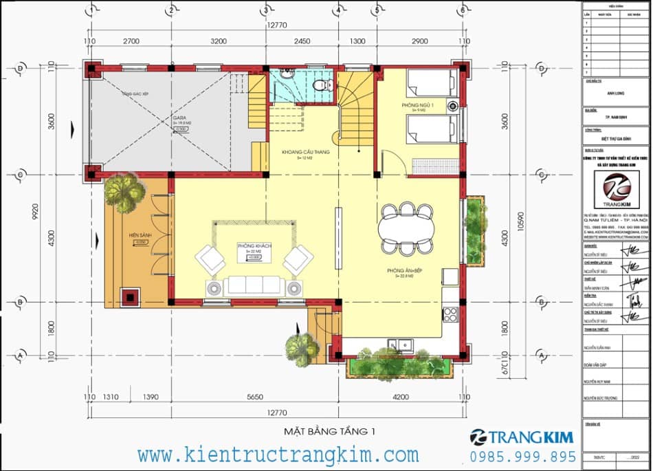 mặt bằng tầng 1