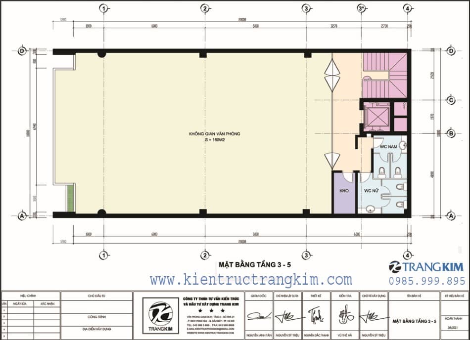 Mặt bằng kiến trúc tầng 3-5