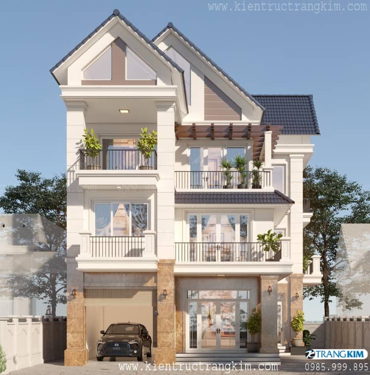 biệt thự 3 tầng mái thái đẹp hiện đại 