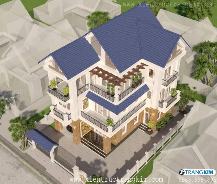 biệt thự 3 tầng mái thái đẹp hiện đại 
