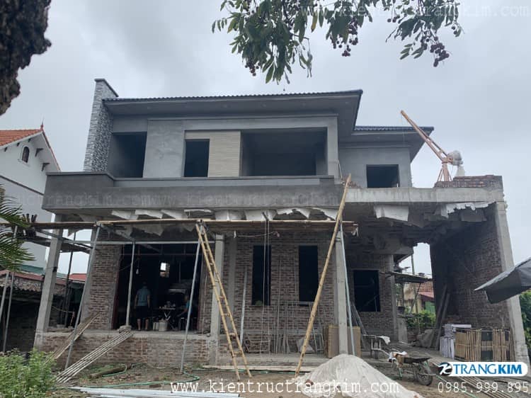 Hình ảnh phối cảnh kiến trúc nhà biệt thự 5 Hình ảnh thi công biệt thự 2 tầng mái thái hiện đại